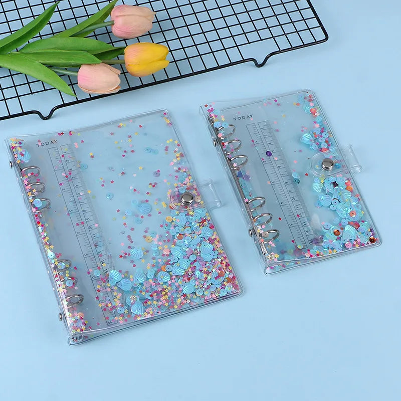 2026 A5 / A6 Glitter Transparent Planner Binder – Clear Shell Organizer Journal