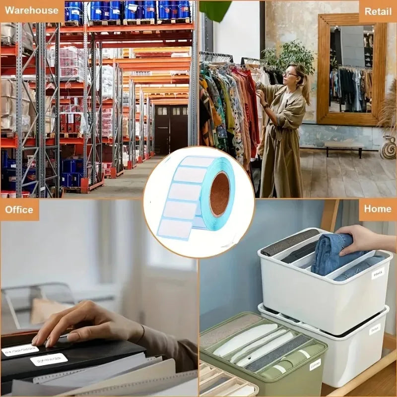 Universal Self-Adhesive Thermal Label Roll – 1000 Blank Waterproof Stickers