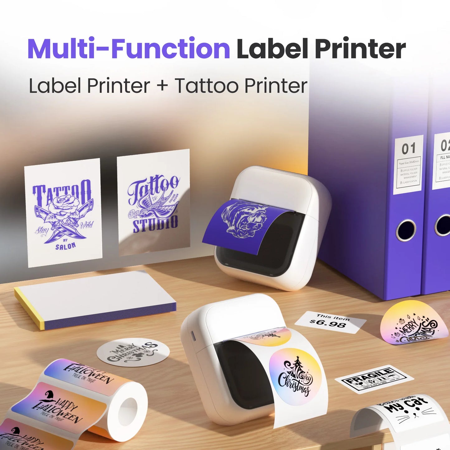 Portable Mini Thermal Label & Tattoo Printer – Inkless Bluetooth Sticker Printer