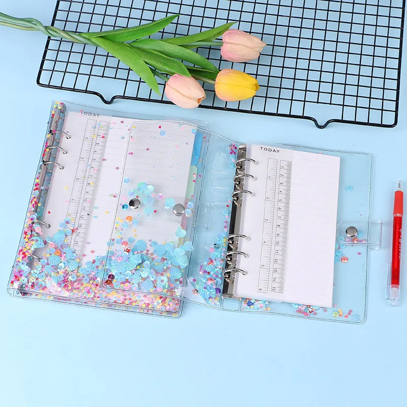 2026 A5 / A6 Glitter Transparent Planner Binder – Clear Shell Organizer Journal