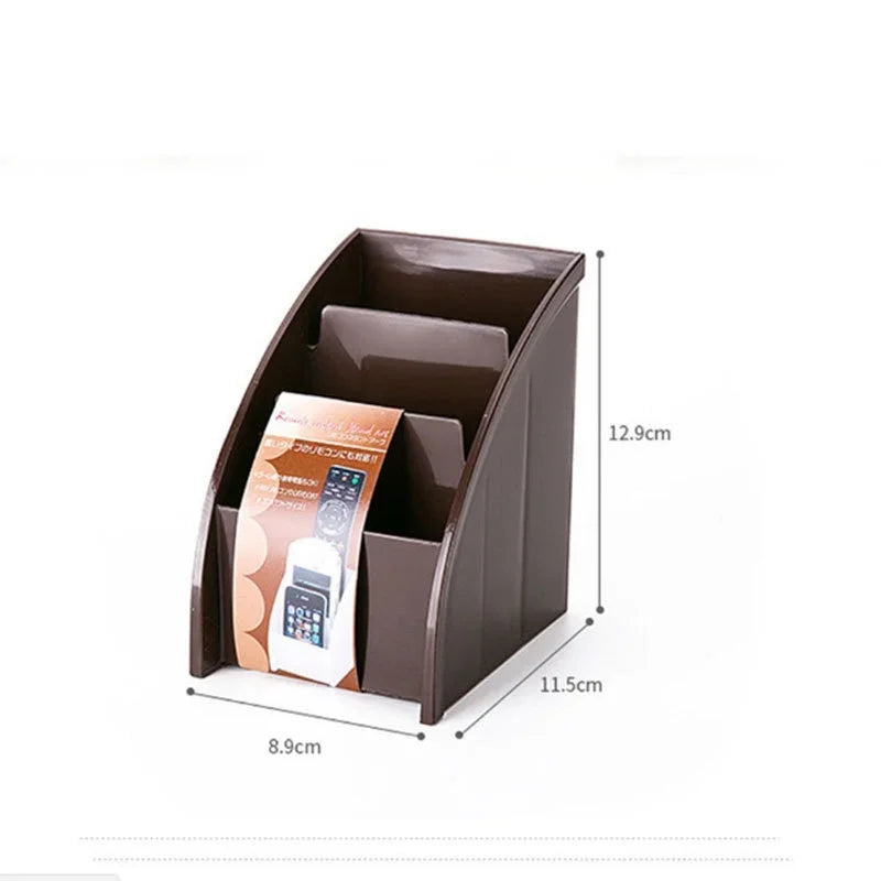 Remote Control Storage Holder – 3-Compartment Desktop Organizer & Phone Stand