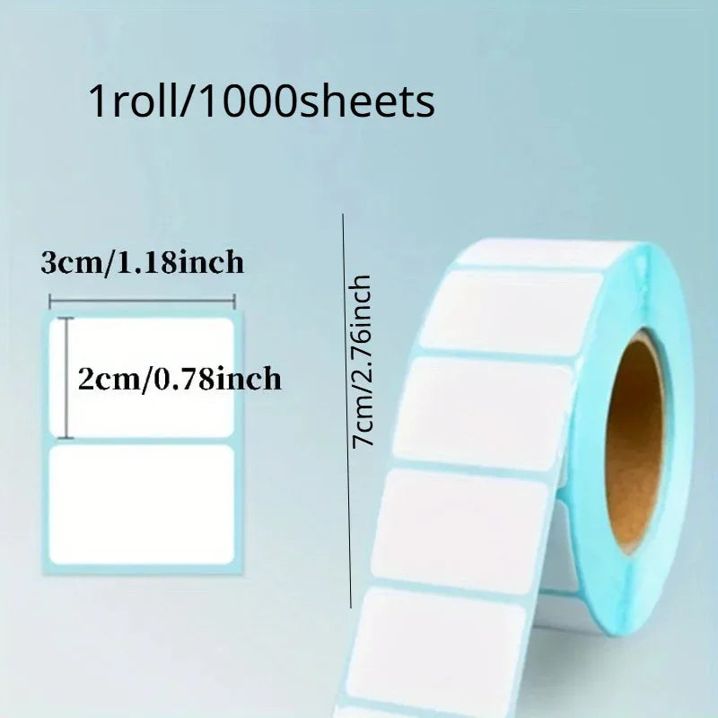 Universal Self-Adhesive Thermal Label Roll – 1000 Blank Waterproof Stickers