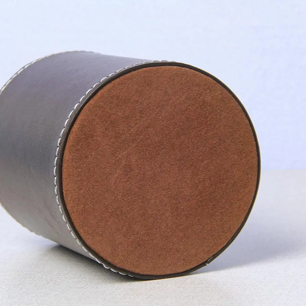 Large Capacity PU Leather Pen Holder – Round Desktop Organizer