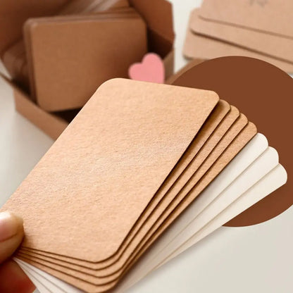 100PCS Retro Double-Sided Kraft Paper Cards – Blank DIY Greeting & Invitation Cards