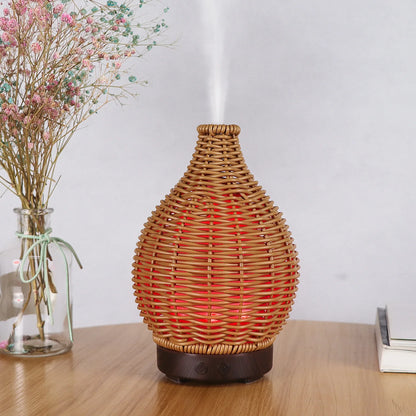 Wood Weave Mini Ultrasonic Humidifier & Essential Oil Diffuser – USB Night Light