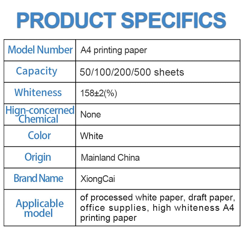 A4 White Printing Paper (50–500 Sheets)