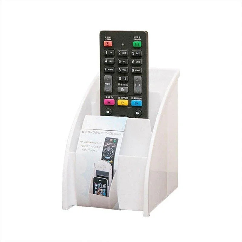 Remote Control Storage Holder – 3-Compartment Desktop Organizer & Phone Stand
