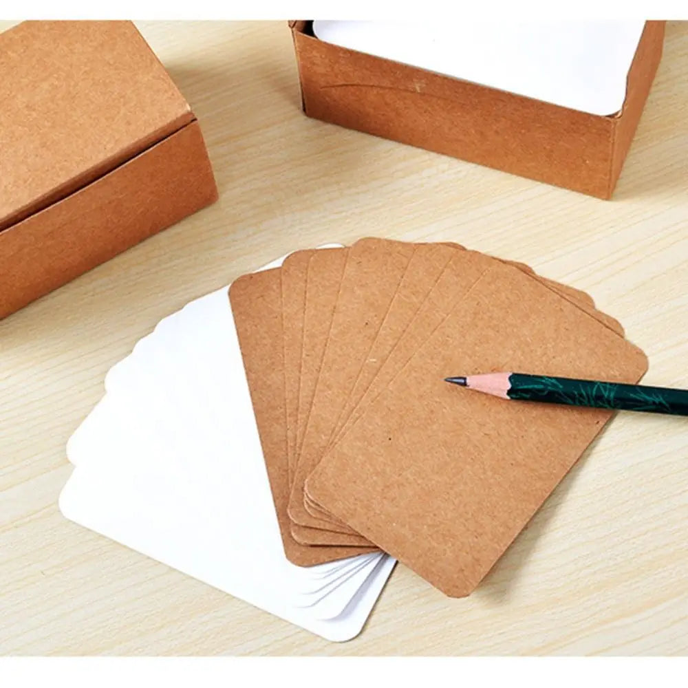 100PCS Retro Double-Sided Kraft Paper Cards – Blank DIY Greeting & Invitation Cards