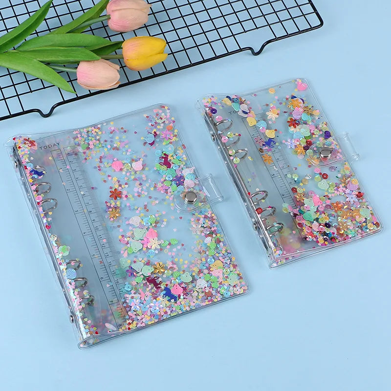 2026 A5 / A6 Glitter Transparent Planner Binder – Clear Shell Organizer Journal