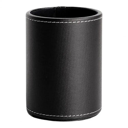 Large Capacity PU Leather Pen Holder – Round Desktop Organizer