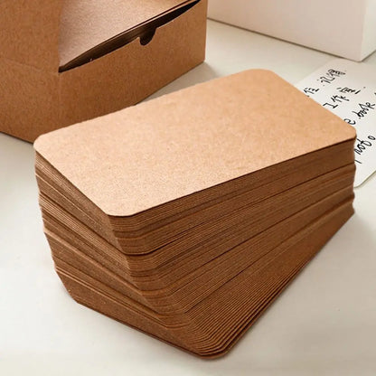100PCS Retro Double-Sided Kraft Paper Cards – Blank DIY Greeting & Invitation Cards