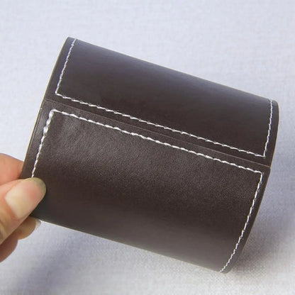 Large Capacity PU Leather Pen Holder – Round Desktop Organizer