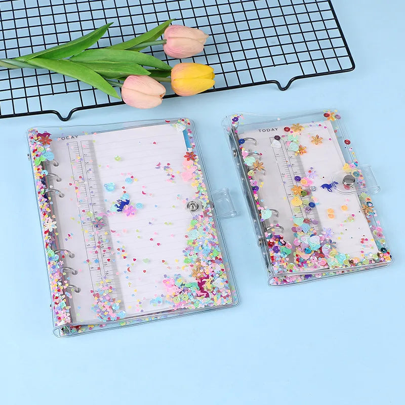 2026 A5 / A6 Glitter Transparent Planner Binder – Clear Shell Organizer Journal