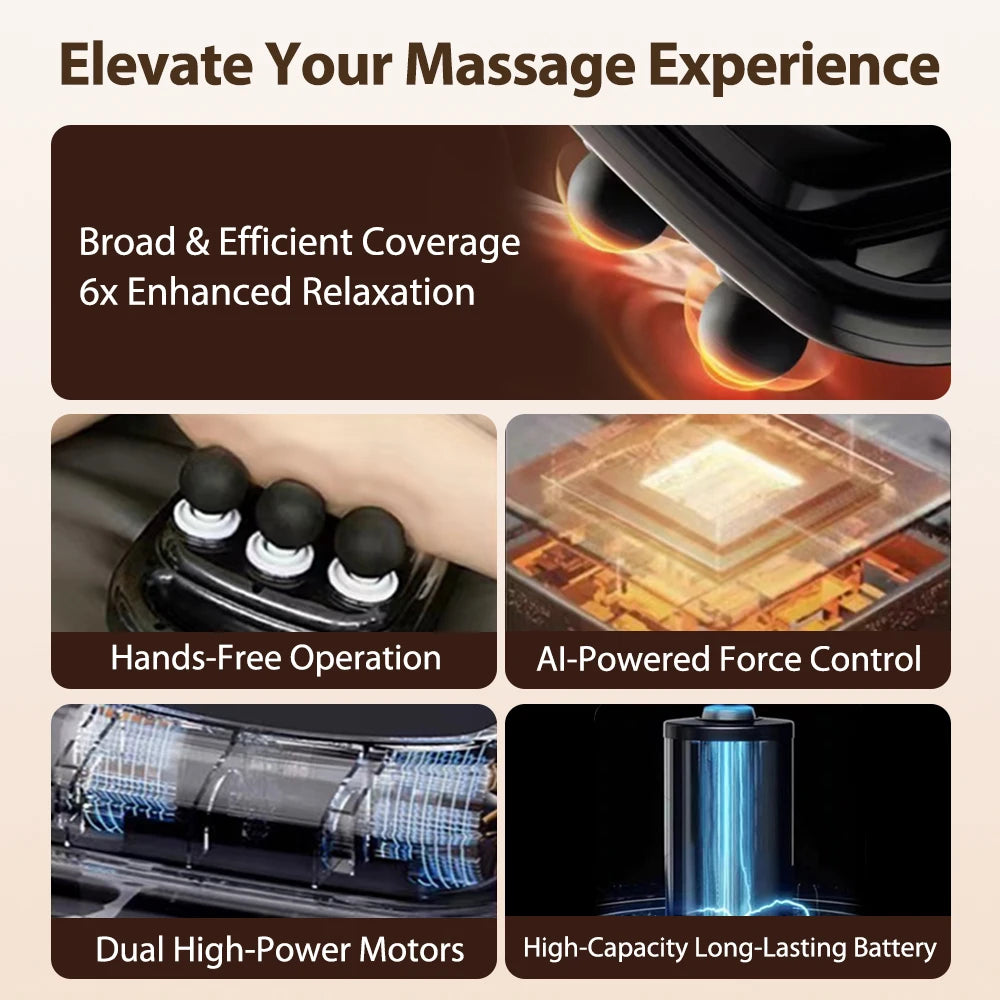 Six-Head Deep Tissue Massage Gun – 9 Modes & Multi-Speed Percussion Therapy