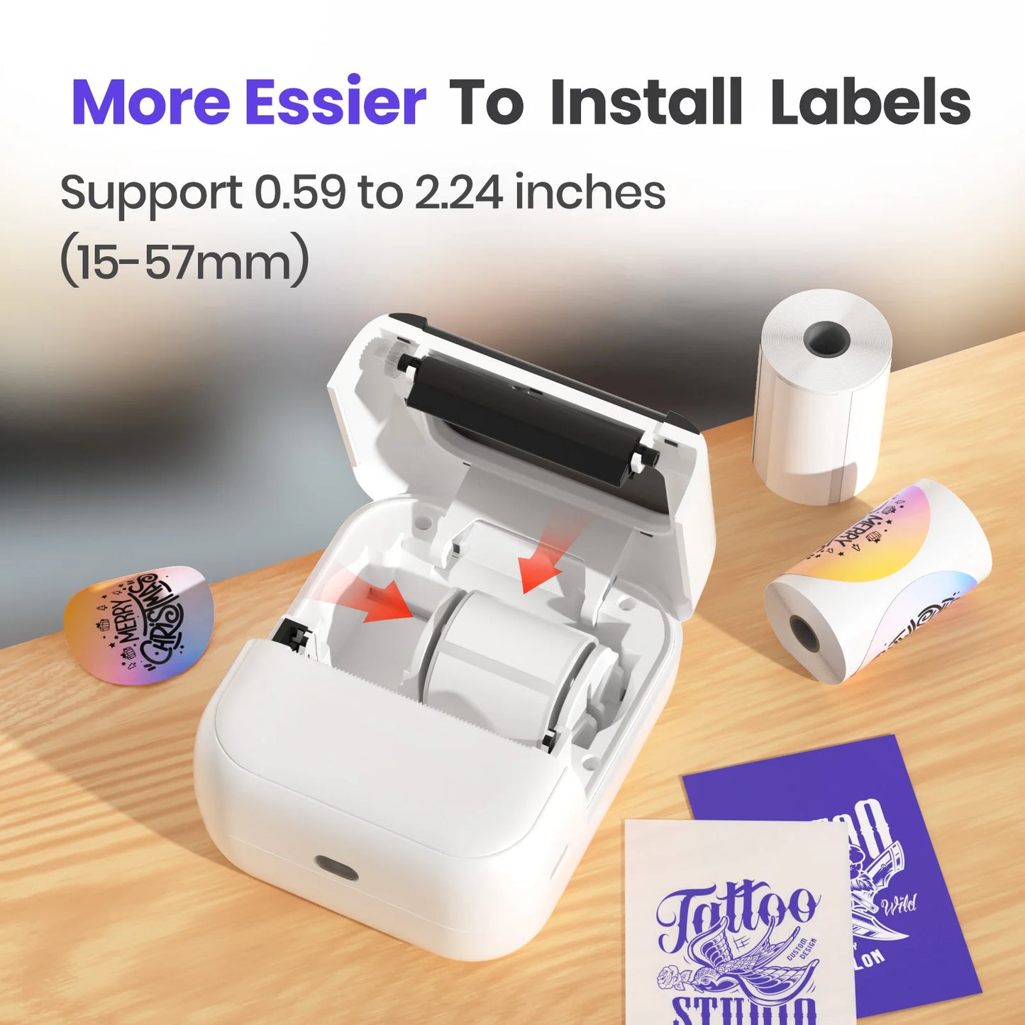 Portable Mini Thermal Label & Tattoo Printer – Inkless Bluetooth Sticker Printer