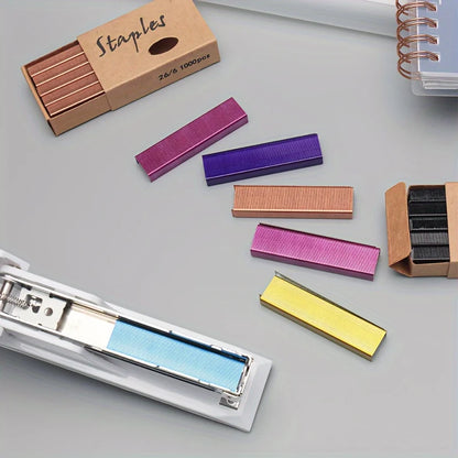 26/6 Standard Office Staples – 1000 Pack Colored Document Staples