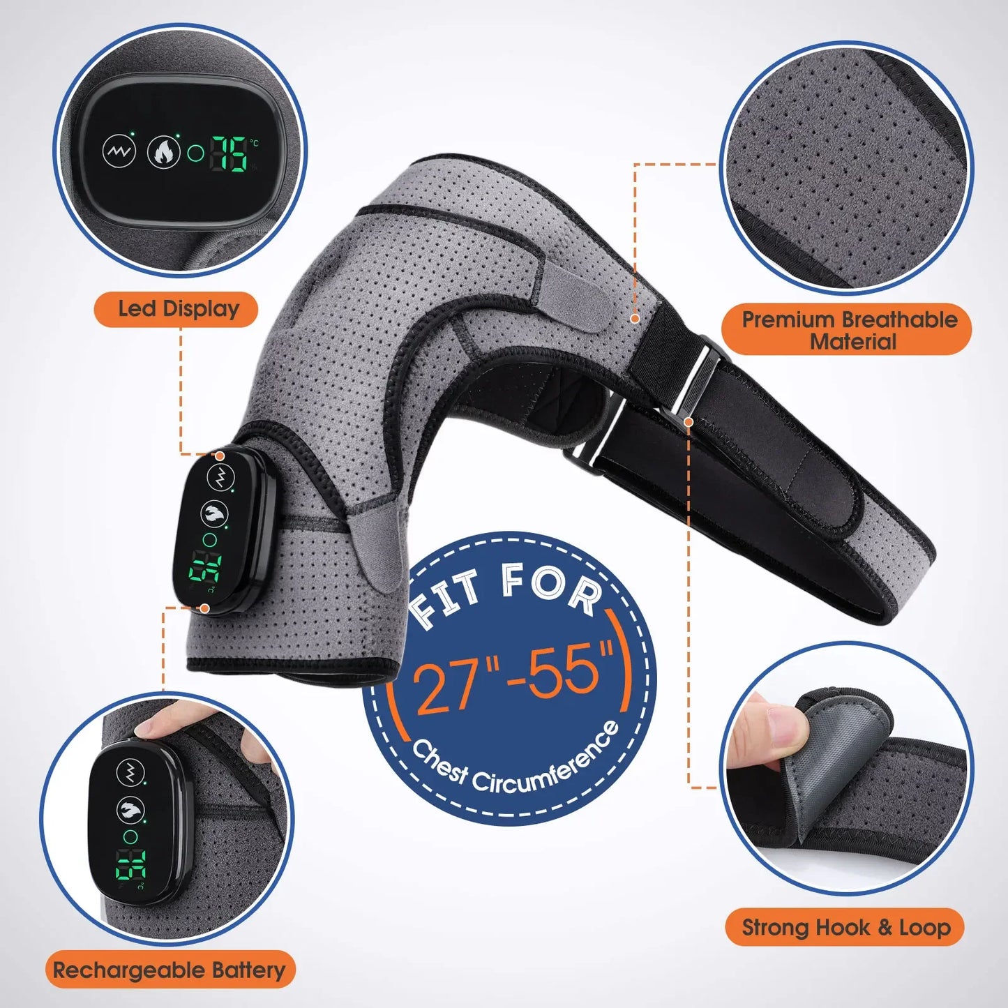 Electric Heating Shoulder Massager Belt – Adjustable Hot Compress Support Brace
