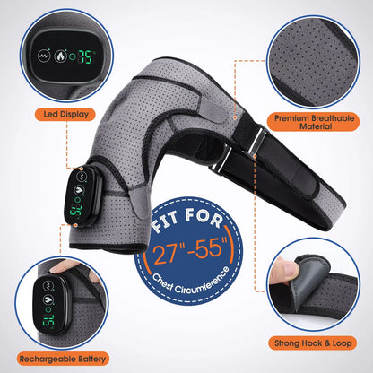 Electric Heating Shoulder Massager Belt – Adjustable Hot Compress Support Brace