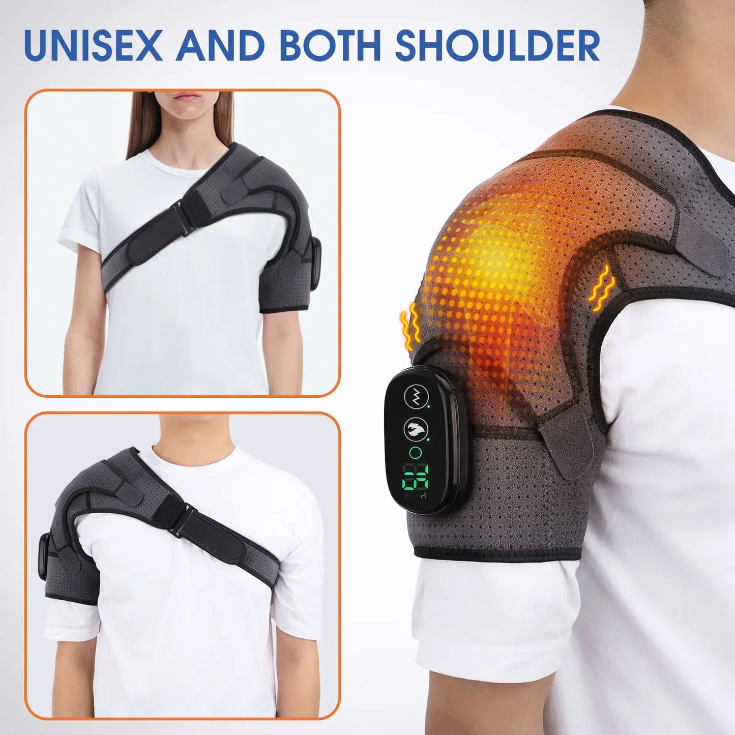 Electric Heating Shoulder Massager Belt – Adjustable Hot Compress Support Brace