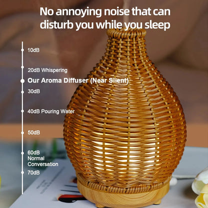 Wood Weave Mini Ultrasonic Humidifier & Essential Oil Diffuser – USB Night Light