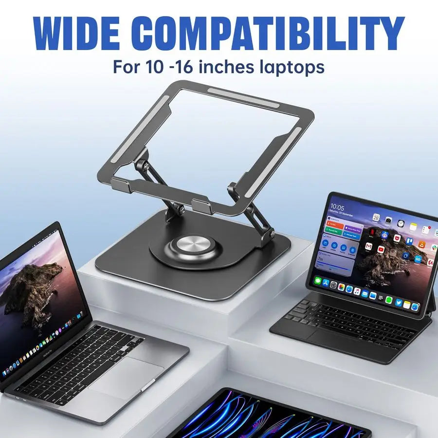 Adjustable Laptop Stand with 360° Rotating Base