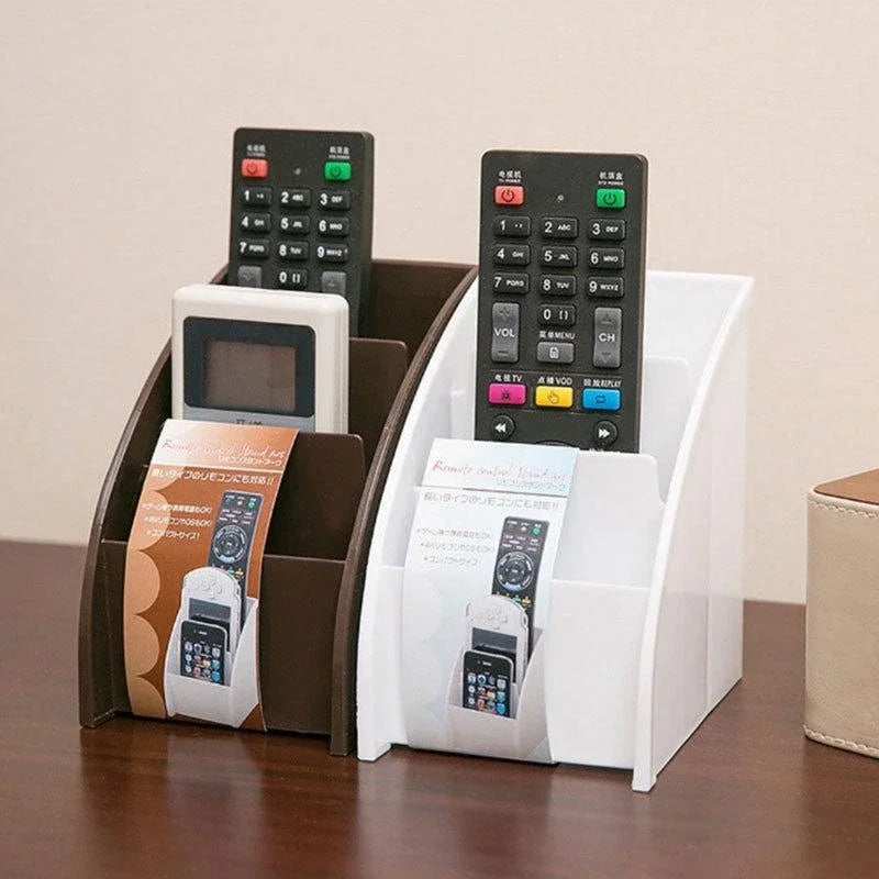 Remote Control Storage Holder – 3-Compartment Desktop Organizer & Phone Stand